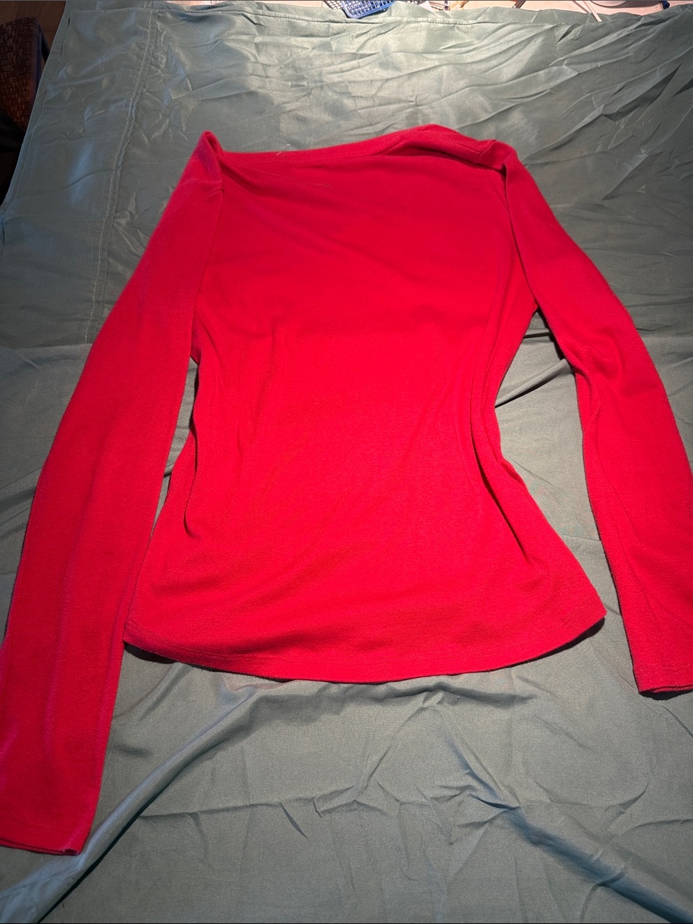 Laura Ashley Red Long-Sleeve Tee with Pocket Bow - Picture 3 of 3